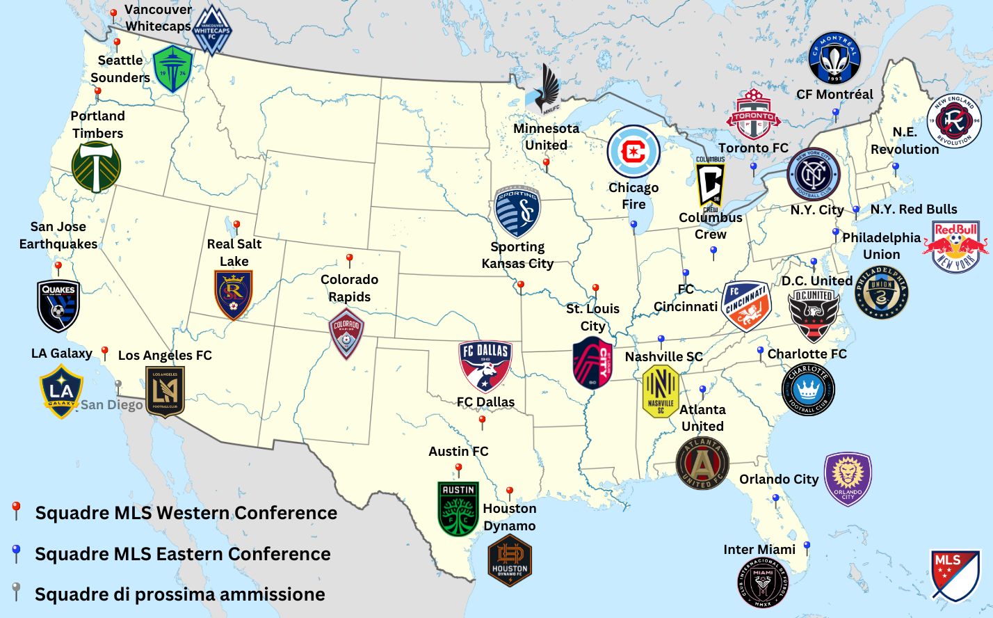 MLS città delle squadre